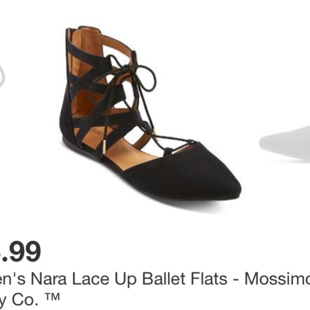 EUC Mossimo Lace Up Ballet Flats Black 9.5